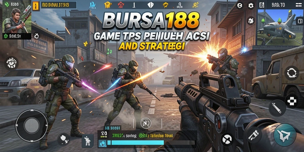 Tampilan gameplay BURSA188 yang intens dan seru dalam pertempuran TPS.