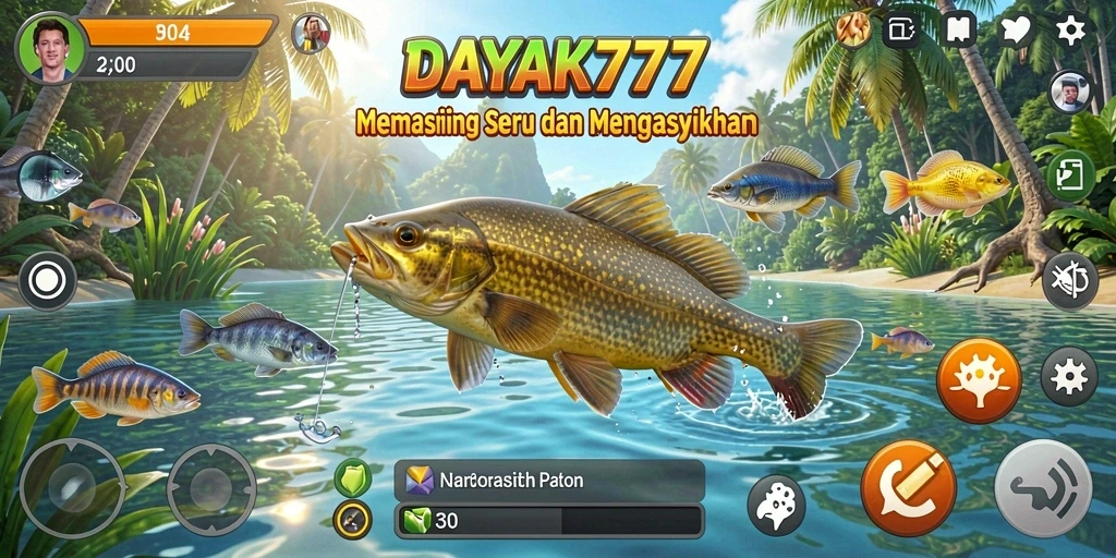 Tampilan gameplay menarik saat menangkap ikan di DAYAK777.