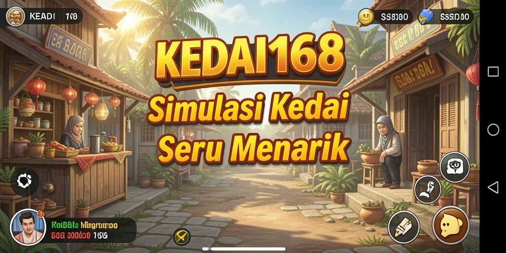 Tampilan gameplay menarik dari KEDAI168 yang menunjukkan aktivitas mengelola kedai.