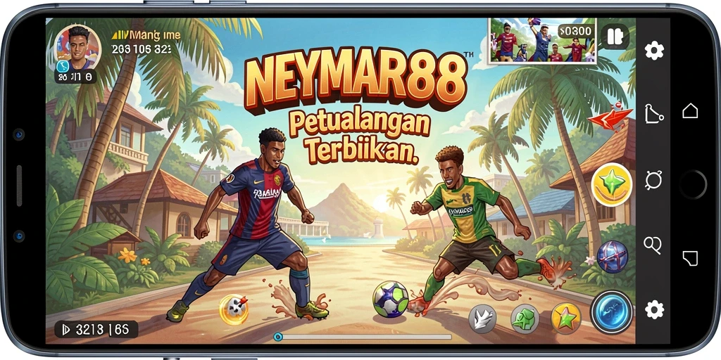 Tangkapan layar menunjukkan aksi seru di dunia terbuka NEYMAR88.