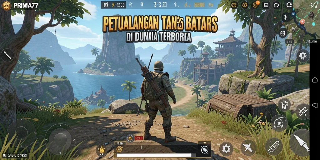 Screenshot gameplay PRIMA77 menampilkan petualangan di dunia terbuka yang epik.