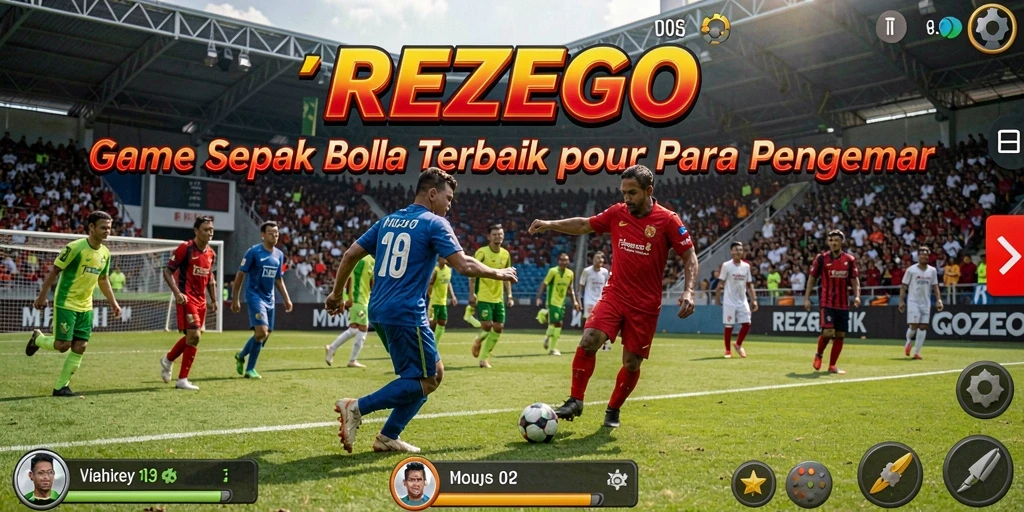 Tampilan gameplay menegangkan dalam pertandingan sepak bola REZEGO.