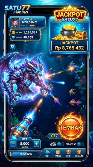 Tampilan utama aplikasi satu77 dengan berbagai pilihan aplikasi.